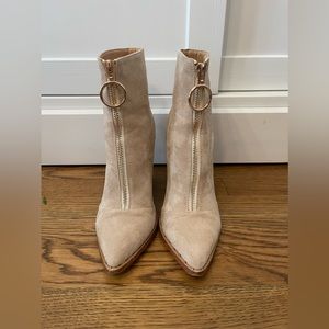 Sand Suede Zip-Up Ankle Bootie 7.5